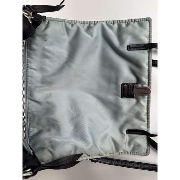 Prada Tessuto Etiquette Bag Nylon Leather Studded Crossbody Shoulder Flap - Picture 16 of 16